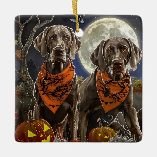 Weimaraner Halloween Spooky Keramisch Ornament (Voorkant)