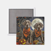 Weimaraner Halloween Spooky Magneet (Voorkant / Achterkant)