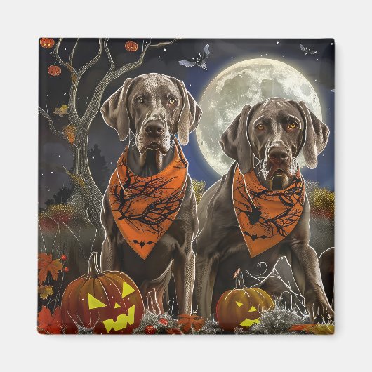 Weimaraner Halloween Spooky Magneet (Voorkant)