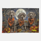 Weimaraner Halloween Spooky Theedoek (Horizontaal)