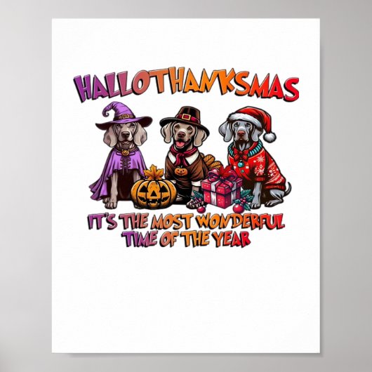 Weimaraner Halloween Thanksgiving Christmas Oversi Poster (Voorkant)