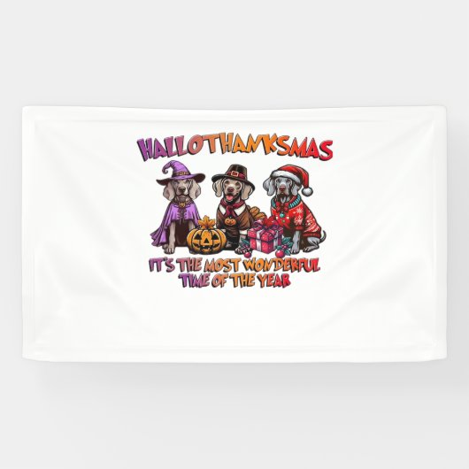 Weimaraner Halloween Thanksgiving Christmas Oversi Spandoek (Horizontaal)