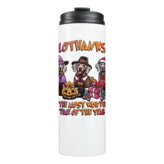 Weimaraner Halloween Thanksgiving Christmas Oversi Thermosbeker (Voorkant)