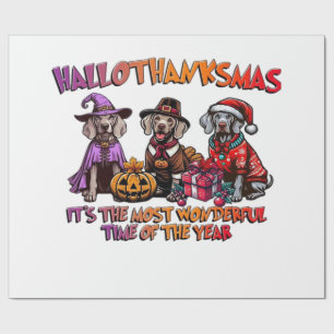 Weimaraner Halloween Thanksgiving Kerstmis Oversi Cadeaupapier