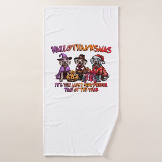Weimaraner Halloween Thanksgiving Kerstmis Oversiz Badhanddoek (Badhanddoek)
