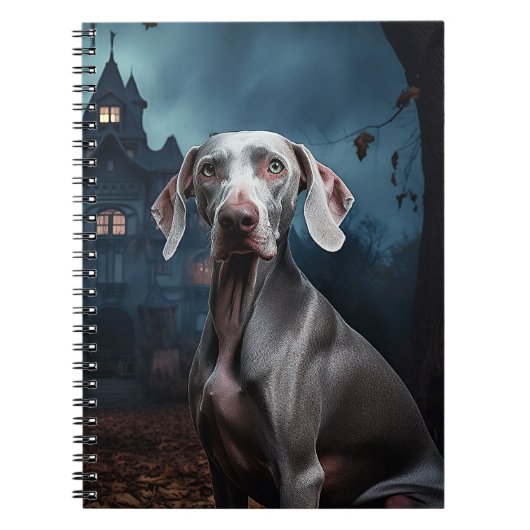 Weimaraner Halloween Verschrikkelijk Notitieboek (Voorkant)