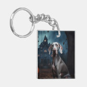 Weimaraner Halloween Verschrikkelijk Sleutelhanger (Voorkant Links)