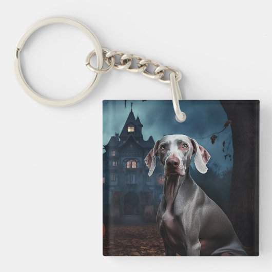 Weimaraner Halloween Verschrikkelijk Sleutelhanger (Voorkant)