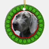 Weimaraner Happy Howliday Keramisch Ornament (Voorkant)