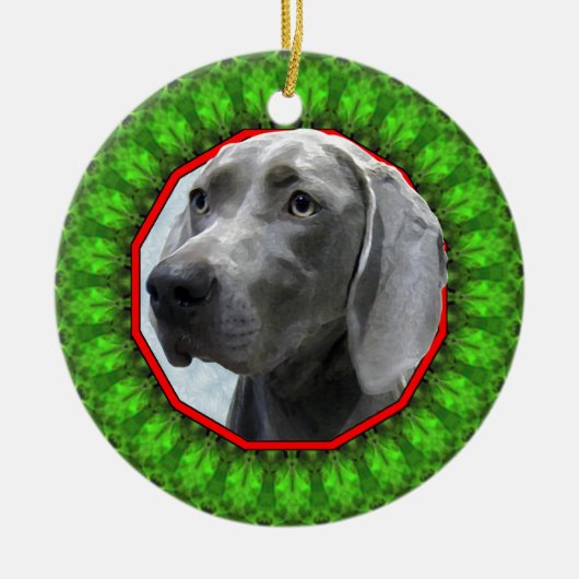 Weimaraner Happy Howliday Keramisch Ornament (Voorkant)