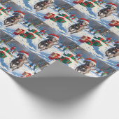 Weimaraner hardlopen in de sneeuw met kerst Pet Cadeaupapier (Hoek)