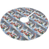 Weimaraner hardlopen in de sneeuw met kerst Pet Kerstboom Rok (Gekanteld)