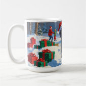 Weimaraner hardlopen in de sneeuw met kerst Pet Koffiemok (Links)