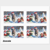 Weimaraner hardlopen in de sneeuw met kerst Pet Rechthoekige Sticker (Vel)