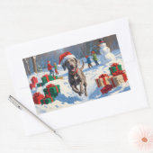 Weimaraner hardlopen in de sneeuw met kerst Pet Rechthoekige Sticker (Envelop)