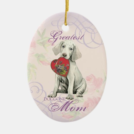 Weimaraner Heart Mam Ceramic Ornament (Voorkant)