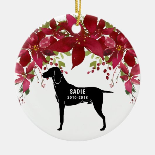 Weimaraner-herdenkingsornament voor kerstmis keramisch ornament (Voorkant)