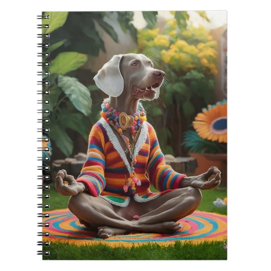 Weimaraner Hippie Meditatiesessie Zen Garden Notitieboek (Voorkant)