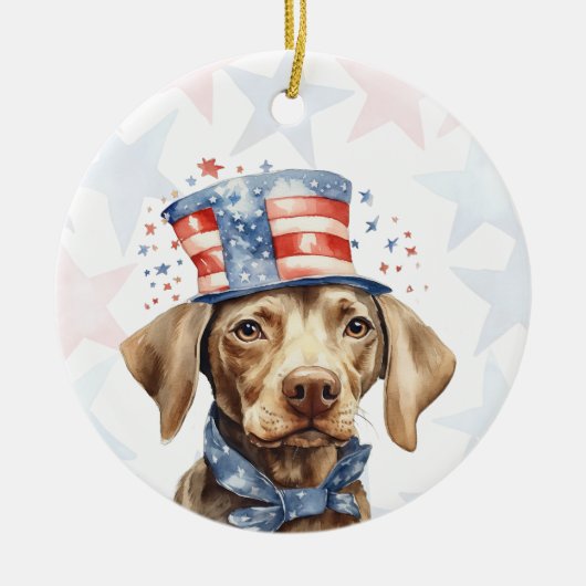 Weimaraner Hond, 4 juli Persoonlijk Keramisch Ornament (Voorkant)