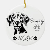 Weimaraner Hond Aangepaste Naam & Jaar Keramisch Ornament (Voorkant)