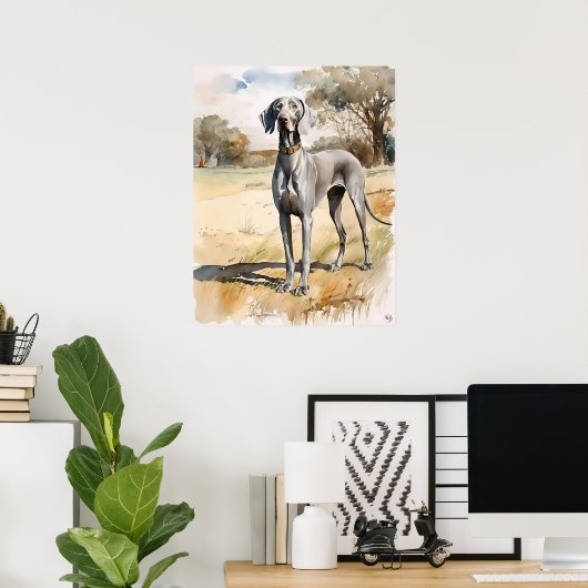 Weimaraner - Hond Art Print (Thuiskantoor)