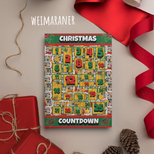 Weimaraner Hond Countdown Kerstmis Adventkalender Feestdagenkaart