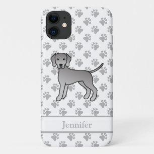 Weimaraner Hond Cute Cartoon Illustratie & Naam Case-Mate iPhone Case