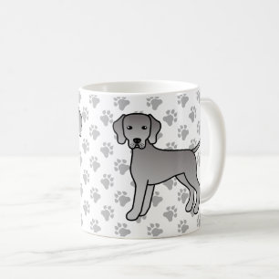 Weimaraner Hond Cute Cartoon Illustratie & Pootjes Koffiemok