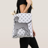 Weimaraner Hond Cute Cartoon Illustratie & Pootjes Tote Bag (Dichtbij)