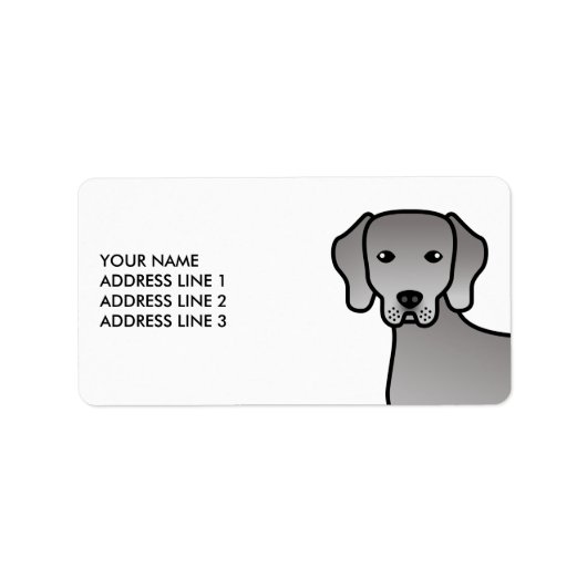 Weimaraner Hond Cute Cartoon Tekening & Aangepaste Etiket (Voorkant)