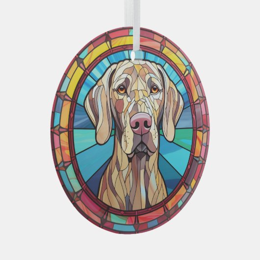 Weimaraner hond gekleurd glas ornament (Voorkant Rechts)