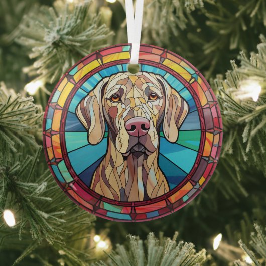 Weimaraner hond gekleurd glas ornament (Insitu)