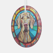 Weimaraner hond gekleurd glas ornament (Voorkant links)
