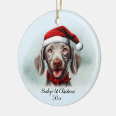 Weimaraner hond gepersonaliseerde eerste kerst keramisch ornament (Links)