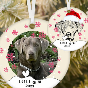 Weimaraner Hond Gepersonaliseerde Hand Drawing Keramisch Ornament