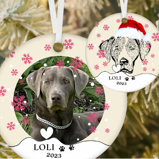 Weimaraner Hond Gepersonaliseerde Hand Drawing Keramisch Ornament