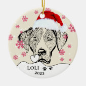 Weimaraner Hond Gepersonaliseerde Hand Drawing Keramisch Ornament (Voorkant)