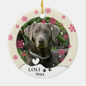 Weimaraner Hond Gepersonaliseerde Hand Drawing Keramisch Ornament (Achterkant)