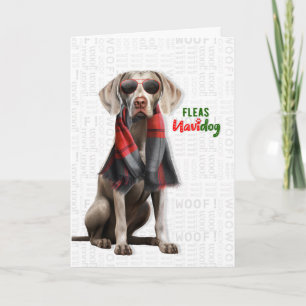 Weimaraner Hond Grappige Vlooien Navidog Kerstmis Feestdagen Kaart
