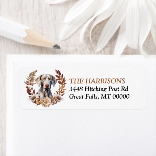 Weimaraner Hond Herfst krans Etiket (Insitu)