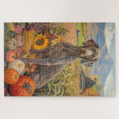 Weimaraner Hond Herfst Oogst Dankdag Legpuzzel (Horizontaal)