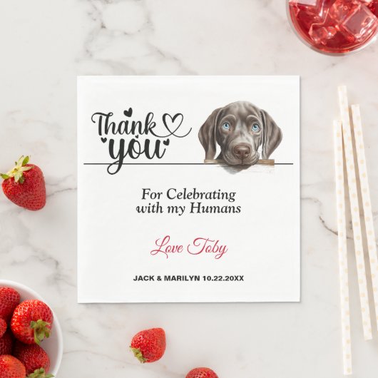 Weimaraner Hond Huwelijk Dank Je Servet (Insitu)