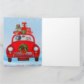 Weimaraner hond in auto met kerstman kaart (Binnen)