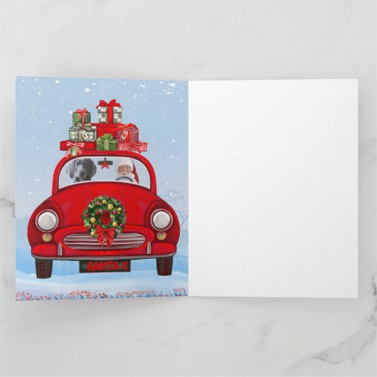 Weimaraner hond in auto met kerstman kaart (Binnen)