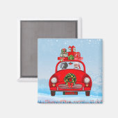 Weimaraner hond in auto met kerstman magneet (Voorkant / Achterkant)