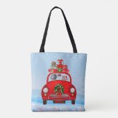 Weimaraner hond in auto met kerstman tote bag (Achterkant)