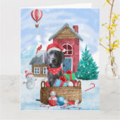 Weimaraner hond in sneeuw Kerst hondenhok Kaart (Gele Bloem)