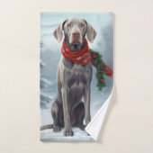 Weimaraner Hond in Sneeuw Kerstmis Bad Handdoek (Handdoek)