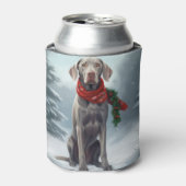 Weimaraner Hond in Sneeuw Kerstmis Blikjeskoeler (Blikje Voorkant)