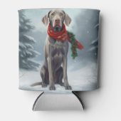 Weimaraner Hond in Sneeuw Kerstmis Blikjeskoeler (Voorkant)